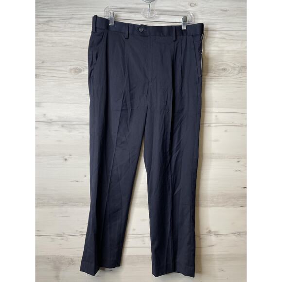 David Taylor Pants Mens 34x29 Classic Fit Pleated Stretch Flex Waist New NWT - Picture 1 of 14